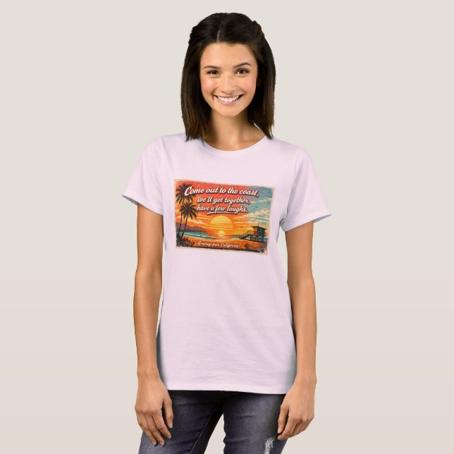 Camiseta Feminina Venha para a Costa (Frente Completa)