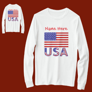 Camiseta feminina vermelha personalizada EUA e ban