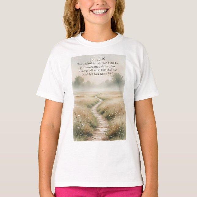 Camiseta Feminina Versículo Bíblico João 3:16 (Frente)