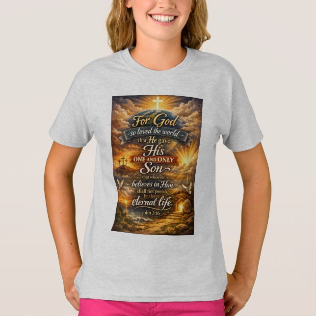 Camiseta Feminina Versículo Bíblico João 3:16 (Frente)