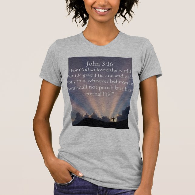 Camiseta Feminina Versículo Bíblico João 3:16 (Frente)