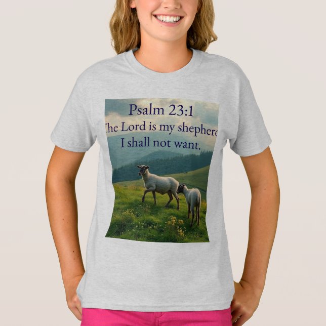 Camiseta Feminina Versículo Bíblico Salmo 23:1 (Frente)