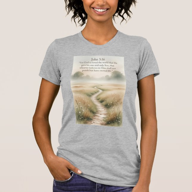 Camiseta Feminina Versículo da Bíblia João 3:16 (Frente)