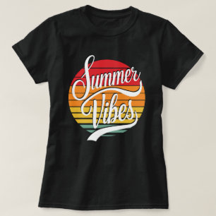 Camiseta Feminina Vibrações de Verão Laranja Pôr d