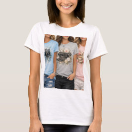 Camiseta Feminina Vintage Floral Gráfica Cute