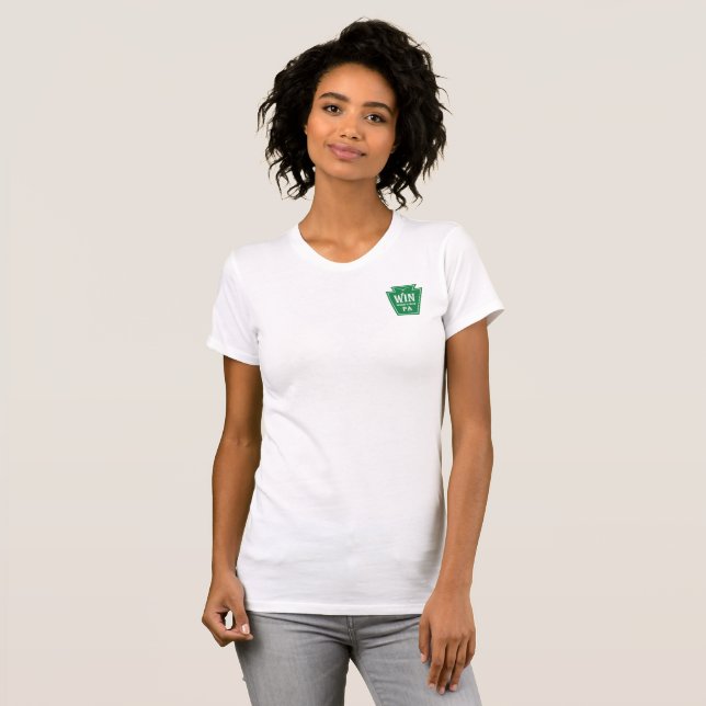 Camiseta feminina WIN Logo com código QR nas costa (Frente Completa)