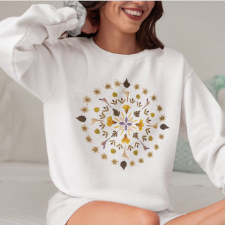 Camiseta Feminino Mandela Flor Pressionada Da Arte Original
