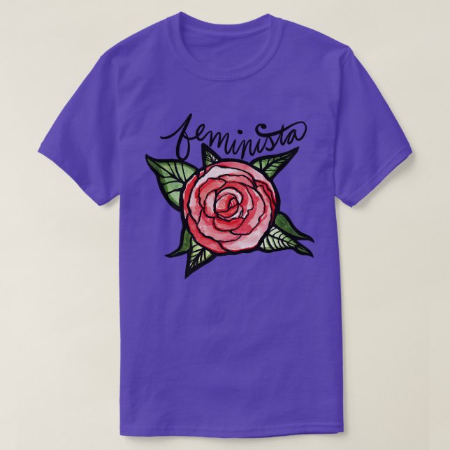 Camiseta Feminismo com a Arte Rosa vermelha Feminista1924  (Frente do Design)