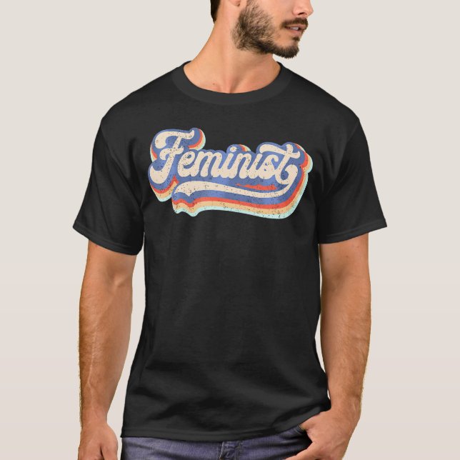 Camiseta Feminismo do Arco-Íris 70S Feminista (Frente)