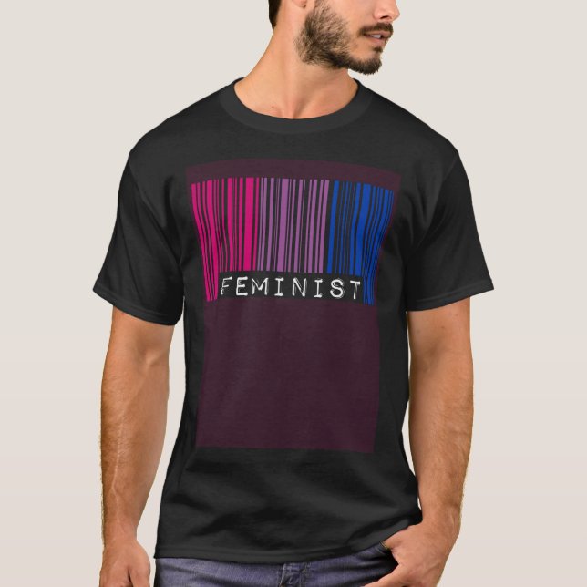 Camiseta Feminist Bisexual Pride Flag Barcode Pro Choice Fe (Frente)