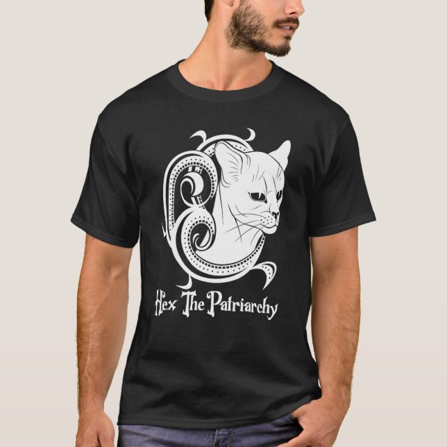 Camiseta Feminist Witch Black Cat Hex The Patriarchy (Frente)