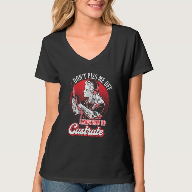 Camiseta Feminista Castrada Proprietária De Cães Vet Tech (Frente)