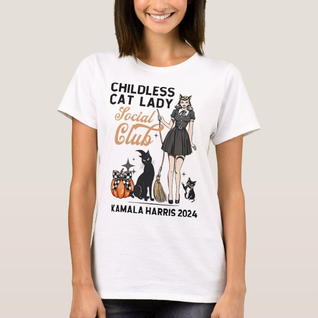 Camiseta Feminista da Mulher do Gato Infantil Votando Bruxa (Frente)