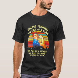 Camiseta Feministas Vintage A Alma De Uma Bruxa O Fogo De