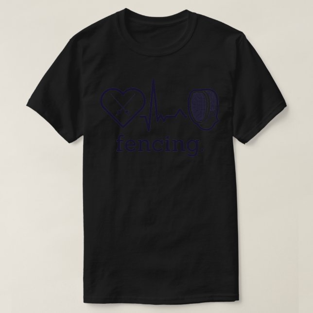 Camiseta Fencer Heart Waves Swords Fenciando (Frente do Design)