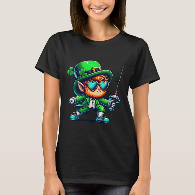 Camiseta Fencing Leprechaun Kids Mens Womens St Patricks Da (Frente)