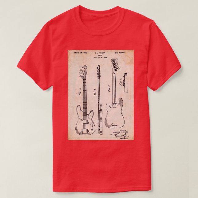 Camiseta Fender Precision Bass Guitar Norte-Americano (Frente do Design)