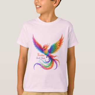 Camiseta Fenix Arco-íris Personalizada Nome Data de Nascime