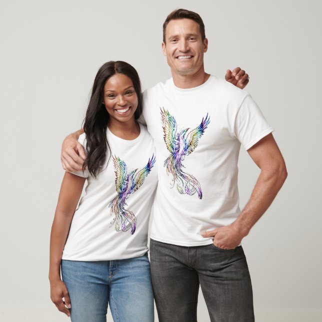 Camiseta Fênix arco-íris um  (Unissex)