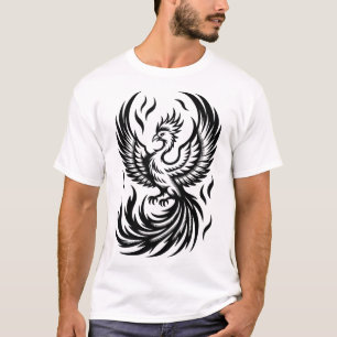 Camiseta Fênix Ascendente Gravura Majestosa Ave de Fogo Xil