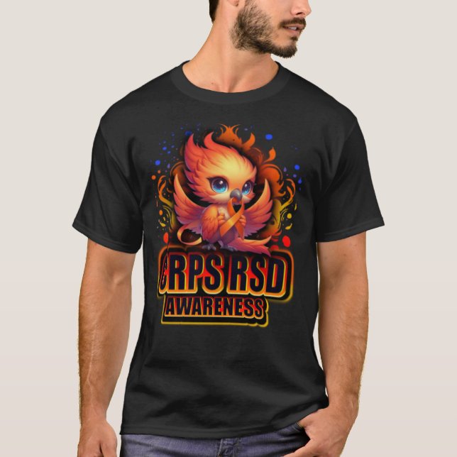 Camiseta Fênix CRPS RSD com fita de sensibilização (Frente)