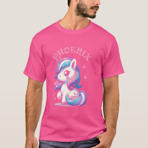 Camiseta Fênix Cute Unicorn Design para Girls Name Phoenix