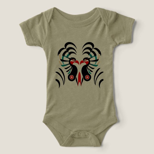 Camiseta Fênix Espiritual Tribal Gêmea – Abstrato Simétrico (Design frontal)