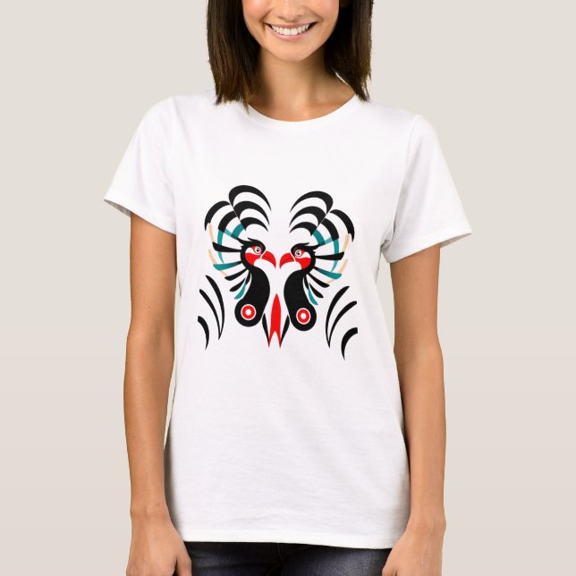 Camiseta Fênix Espiritual Tribal Gêmea – Abstrato Simétrico (Frente)