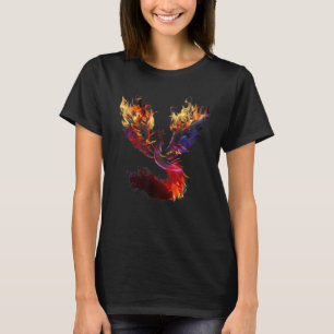 Camiseta Fênix pássaro de fogo renasce erguendo-se das cinz