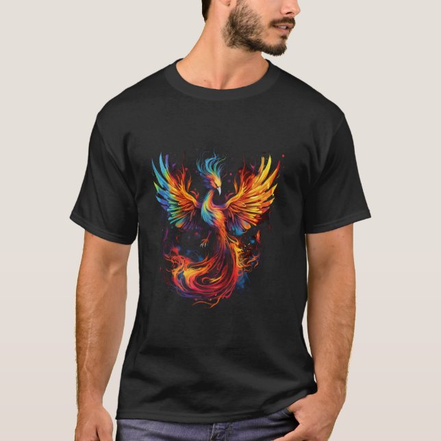 Camiseta Fênix Trabalho de arte Firebird renascer Pássaro M (Frente)
