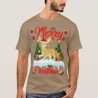 Camiseta Fennec Fo Lover Xmas Papais noeis De Iluminação Fe