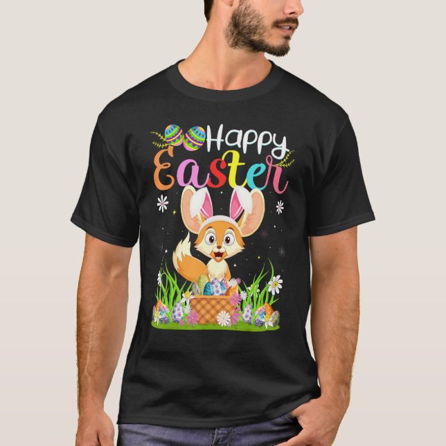 Camiseta Fennec Fox Bunny Ovo Caça Fennec Fox Happy East (Frente)