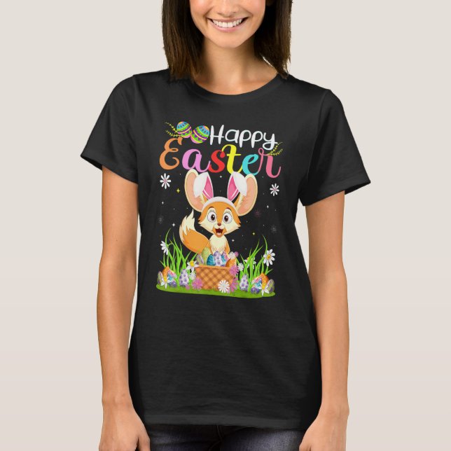 Camiseta Fennec Fox Bunny Ovo Caça Fennec Fox Happy East (Frente)