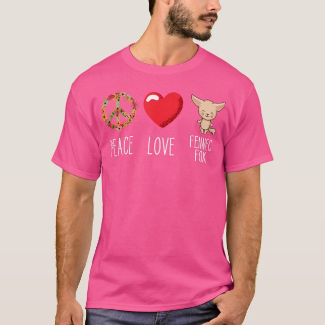 Camiseta Fennec Fox Love Peace Heart Ears Fennec Fox O (Frente)