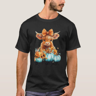 Camiseta Feno Há Abóbora Vaca Da Terra Alta Outono Outono A