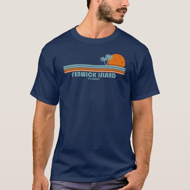 Camiseta Fenwick Island Delaware Sun Palm Trees (Frente)