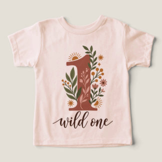Camiseta Fera Um Boho Floral Primeiro Aniversário
