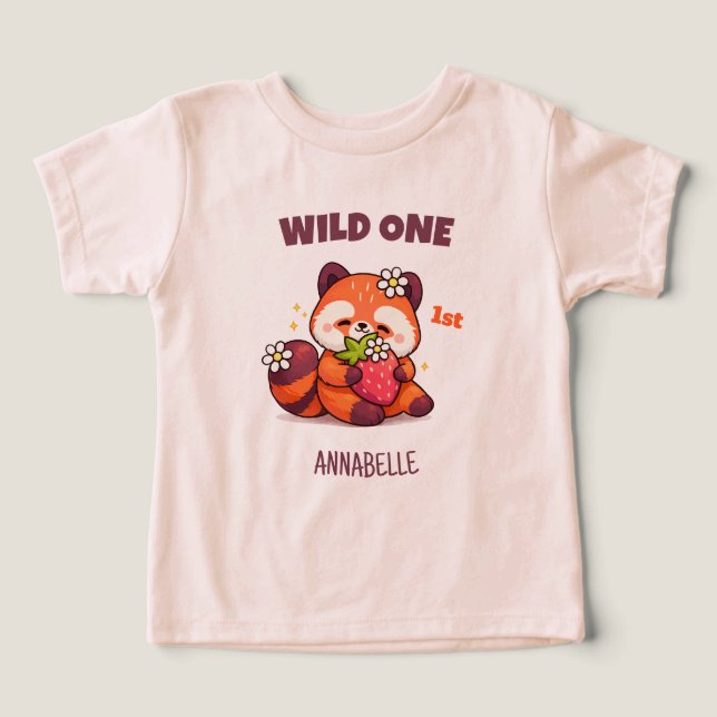 Camiseta Fera Um Panda Vermelho Primeiro Aniversário (Design frontal)