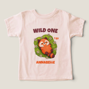 Camiseta Fera Um Panda Vermelho Primeiro Aniversário Crianç