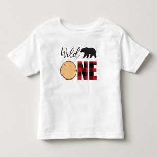 Camiseta Fera Um Urso Preto Xadrez Vermelho 1º Aniversário