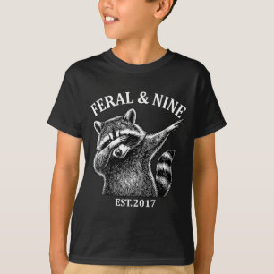 Camiseta Feral e nove aniversário de 9 anos de guaxinim est