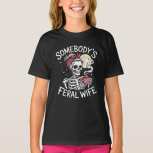 Camiseta Feral Funny Coffee Amplia Bebendo Piada Crânio