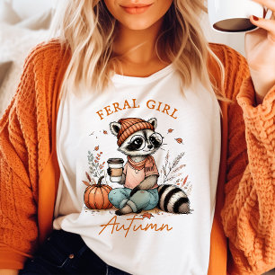 Camiseta Feral Girl Autumn Vintage Raccoon