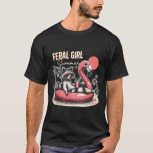Camiseta Feral Girl Summer Engraçado Memória Feral Raccoon 