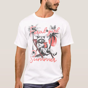 Camiseta Feral Girl Summer Engraçado Memória Feral Raccoon