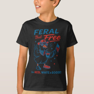 Camiseta Feral Mas Livre Para o Vermelho Branco & Ganso 4 D