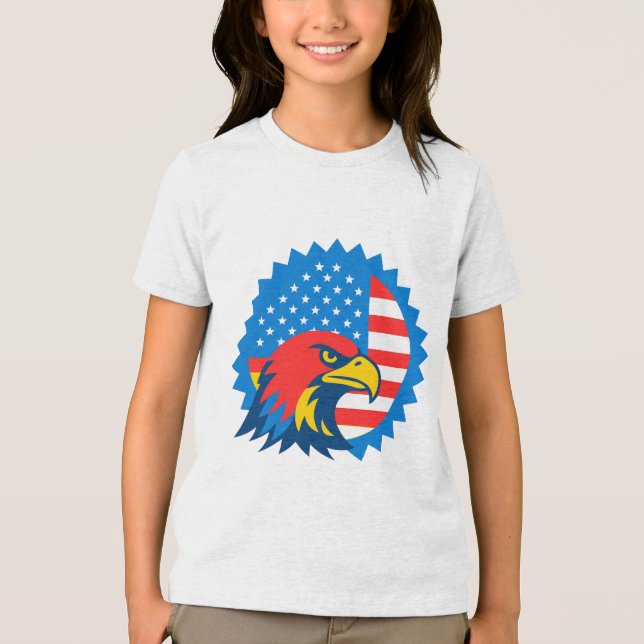 Camiseta Férce Bald Eagle sobre o pavilhão norte-americano (Frente)