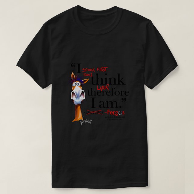 Camiseta Fergus the Horse Descartes (preto) (Frente do Design)