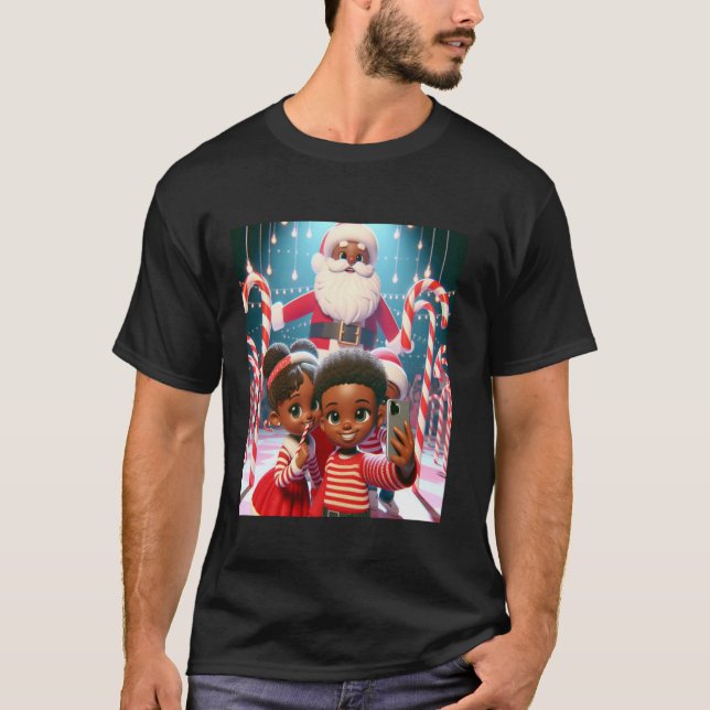 Camiseta Feriado Afro-Americano Candy Cane Lane (Frente)