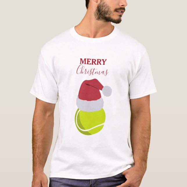 Camiseta Feriado da Bola de Esporte na Tênis de Natal (Frente)